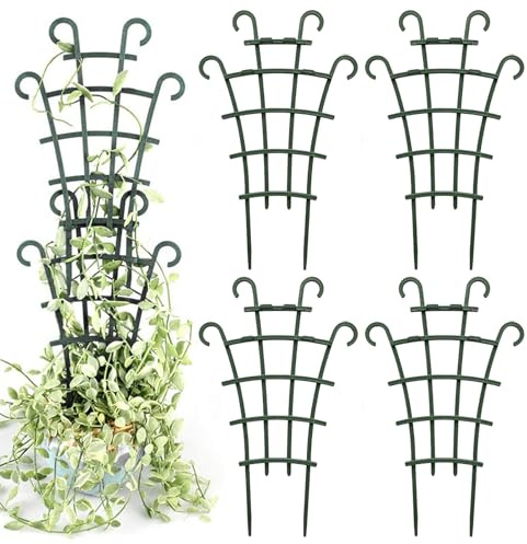 Mimoqk Rankgitter Für Topfpflanzen | 5 Stapelbare Rankstäbe Für Pflanzen | Kletterstäbe Für Monstera Pflanzen - Für Garten Balkon Innen Außen Monstera Efeutute Efeu Erbsen Chili