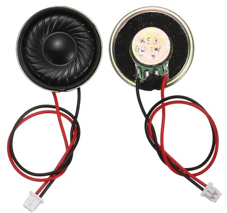 sourcing map 2 Pcs 8 Ohm Small Speaker, 1W 23mm Diameter Metal Shell Round Magnet Tiny Speaker with 100mm Terminal Wire Micro Internal for DVD, EVD, Mini Home Audio Loudspeaker