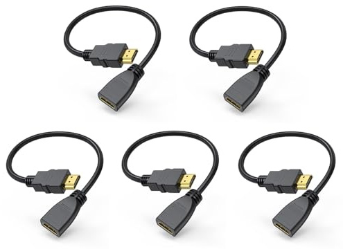 Cavo prolunga HDMI 4K, corto, 30,5 cm, confezione da 5, schermato alla rinfusa HDMI 2.0, cavo nominale CL3, da maschio a femmina, 4K, 1080P a 144 Hz, classificato ARC e CL3 per Fire TV Stick/Roku