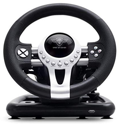 SPIRIT OF GAMER – RACE WHEEL PRO 2 – Volante De Juego Con Pedales, Palanca De Cambios – Rotación Del Volante – Soporte De Montaje - Motor De Vibración Dual - PS4 / XBOX ONE/PC/SWITCH