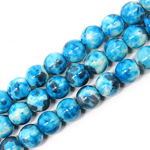 jartc Perlen Für Energie Armbänder Yoga Armband Armband DIY Perlen Blau Weiß Grau Kieselsteine 45 Stück, 34 cm, 8 mm