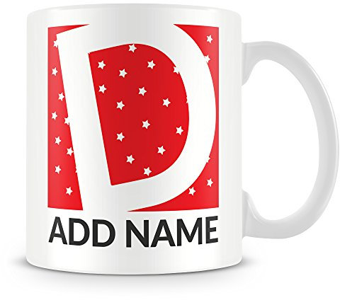 MUGGZ Initial Mugs - Personalised Cup with Your Choice of Letter and Name - Red – Custom Funny Coffee Mug – Unique Gift for Friends & Family
