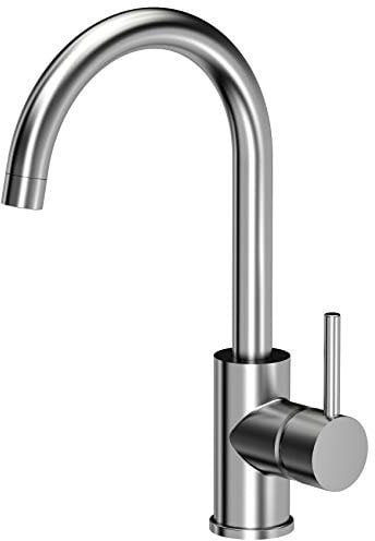 VBChome Inox Spültischarmatur Inox Silber Edelstahl 360°drehbar U- Form Küche Wasserhahn Küchenarmatur Einhebel Spültischbatterie Spüle Mischbatterie Kalt-warm