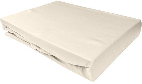 Bettwaesche-mit-Stil Mako Satin Spannbettlaken Spannlaken Spannbetttuch (180 cm x 200 cm, Matratzenhhöhe 21-30cm, Natur)