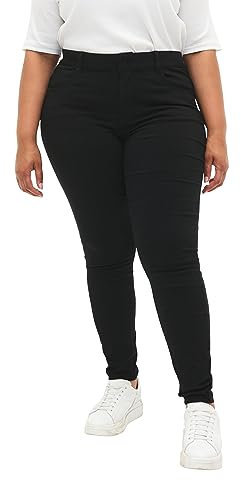 Zizzi Damen Große Größen Hose Slim Fit Eng Stretch Jeggings, Schwarz, 44