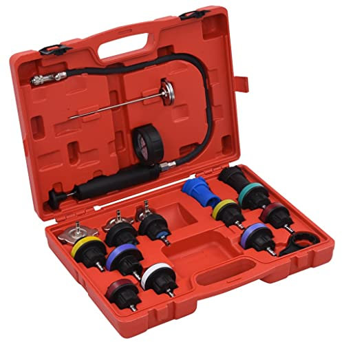 vidaXL Testeur de Pression pour Refroidissement et Bouchon 18 pcs Outil de Garage Outil à Main Radiateur de Chauffage Voiture Véhicule