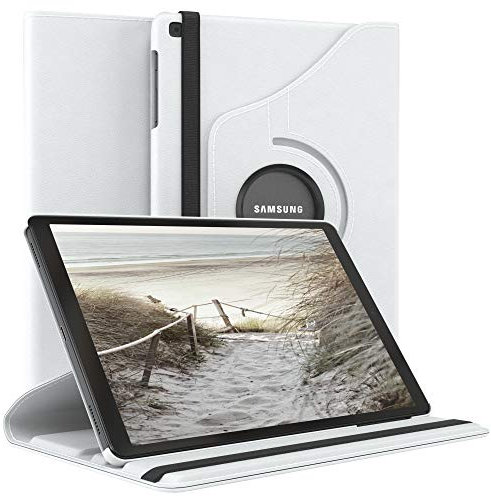 EAZY CASE - Tablet Hülle für Samsung Galaxy Tab A 10.1 (2019) Schutzhülle 10.1 Zoll Smart Cover Tablet Case Rotationcase zum Aufstellen Klapphülle 360° drehbar mit Standfunktion Tasche Kunstleder Weiß