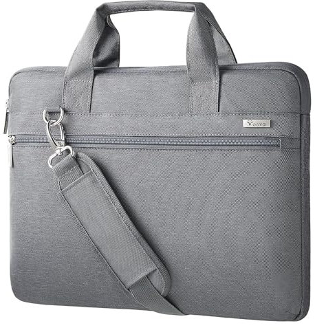 Voova Laptop Bag 17 17.3 Inch for Men and Women,Waterproof Large Computer Case Sleeve for 17-18 Inch HP LG Dell Lenovo Asus Laptop, Slim Briefcase Messenger Bag with Shoulder Strap,Grey