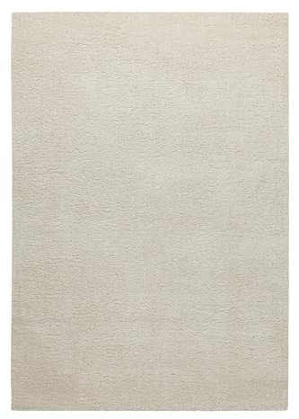 Wecon Home, Moderner Hochflor Teppich - Läufer im Berber Style für Wohnzimmer, Flur, Schlafzimmer Studio Zero (80 x 150 cm, Creme beige)