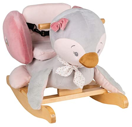 Nattou Schaukeltier Pinguin Sasha, 60 x 30 x 45 cm, Pauline und Sasha, Hellgrau/Rosa