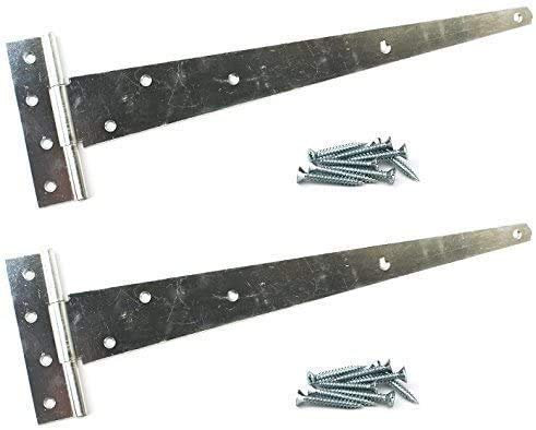 Haven Heritage Black Tee Hinges, Garden Shed Door Hinges Set - 3Pcs T Hinges & Shed Hinges for Wooden Shed, Heavy Duty Gate Hinges, Durable Hardware Kit for Outdoor Use Black Hinges (Pair) 200mm (8)