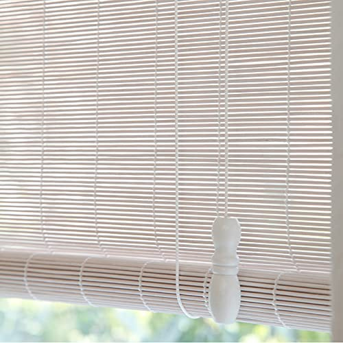 Tende in bambù Bianca Tenda a Rullo in bambù Tapparella Avvolgibile Bamboo,Filtraggio della Luce Schermata Privacy per Soggiorno Camera da Letto Ufficio,Taglia Personalizzabile (120x180cm/47x71in)