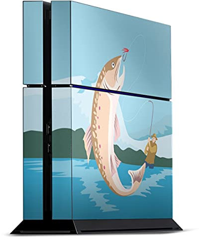 DeinDesign Skin kompatibel mit Sony Playstation 4 PS4 Folie Sticker Fisch Angeln maritim