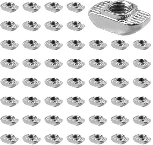 GETLITOOL Nutensteine, 50PCS T-Slot Nutmuttern T Nut Muttern Hammermutter Nut 8 M6 Steg 1,5 mm, Stahl verzinkt, Hammerkopf Befestigungsmutter für Aluminiumprofil-Extrusionsschlitz Standard-30-Serie