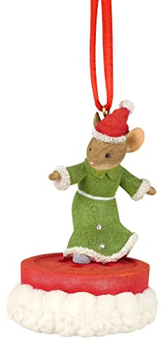 Enesco Schwänze mit Herz, Mausknopf, Bordüre, hängendes Ornament, 7,5 cm, Mehrfarbig