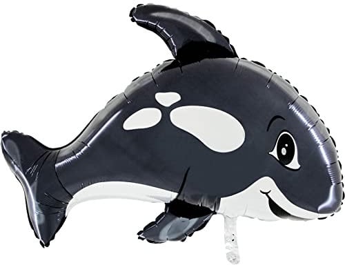 XL Folienballon * SÜSSER ORCA * als Deko für Kindergeburtstag und Meerestiere-Party | 78cm | für Luft und Helium | Killerwal Wal Walfisch Kinder Geburtstag Ballon Dekoration Folienballons