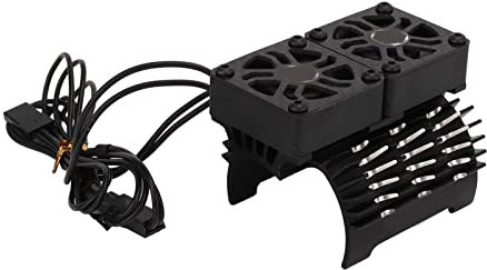 BigKing RC Car Motor Fan, 40‑42mm Brushless Motor Cooling Fan, Motor Heat Sink, RC Heat Sink, Dual Motor Heatsink Radiator Compatible with 1/8 RC Car(Black)