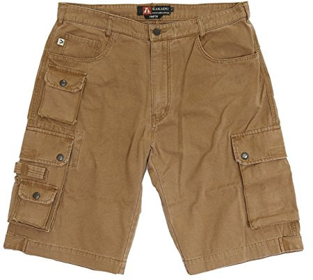 KAKADU Herren Outdoor Freizeit Cargo-Shorts mit Reißverschluss und Druckknopf Taschen, Kurze Hosen weit geschnitten- bequemes Bein aus robuster Baumwolle