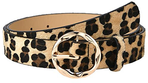 NiceYnn Modischer Schlangen-Leoparden-Gürtel mit unregelmäßiger Schnalle, PU-Leder, für Damen, weiches Kunstleder, schick, Metallnadel, Gürtel für Jeans, Kleid, Hosen, Mantel, Freizeit, #6 Leopard,