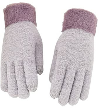 Fahrradhandschuhe,Damen Winterhandschuhe Warm Plüsch Strickhandschuhe Flieder Touchscreen Handschuhe Unisex Stretchhandschuhe Winddicht Fahrrad Wanderhandschuhe Für Damen Herren Paare