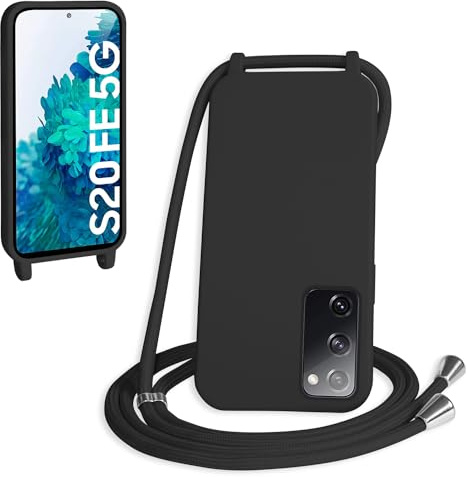 WenBaby Handykette für Samsung Galaxy S20 FE Hülle mit Band,Handyhülle mit Schnur zum Umhängen Silikon Seil Necklace Schutzhülle mit Kordel Tasche Case TPU Bumper für Galaxy S20 FE- Schwarz