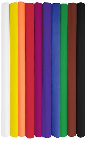 Interdruk - Crepe Paper Rolls for Kids, DIY and Decorations - Pack of 10 Reels (50cm x 200cm, 28g/m2) - 10 Colours Assorted, 00 Sortierte Farben