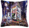 ERICAT Überwurf Kissen Fall Quadratisch Kissenbezug,City New York beleuchtete Fassaden der Broadway-Theater in der Night Street,Home Dekorative Sofa Sessel Schlafzimmer Wohnzimmer 45x 45cm