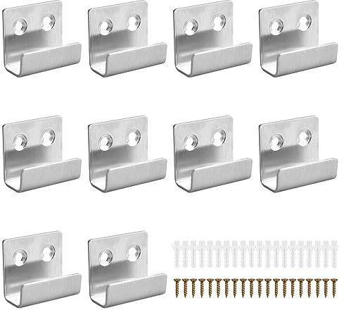 10 Pezzi Staffe a U per Specchio, Gancio da Parete Acciaio Piastrelle, Ganci da Parete Pesanti, Staffa per Display per Piastrelle di Ceramica per Bagno Cucina Garage (Acciaio inossidabile)