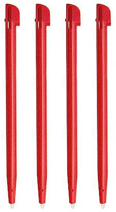 Lot de 4 stylets rouges de rechange pour écran tactile, compatibles avec consoles Nintendo 2DS (version plate)