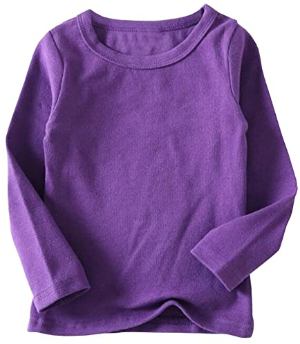 Beganly Girls Crew Neck T-Shirt Soft Warm Base Layer Toddler Little Kids Cotton Long Sleeve Tops Dark Purple 110