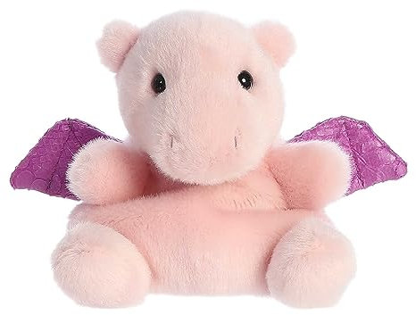 Aurora® Adorable animal en peluche Palm Pals™ Aria Pink Dragon™ - Jeu de poche - Amusant à collectionner - Rose 12,7 cm