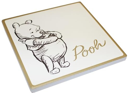 Disney Classic - Posavasos de cerámica (10 cm, parte trasera de corcho, borde dorado), diseño de Winnie The Pooh