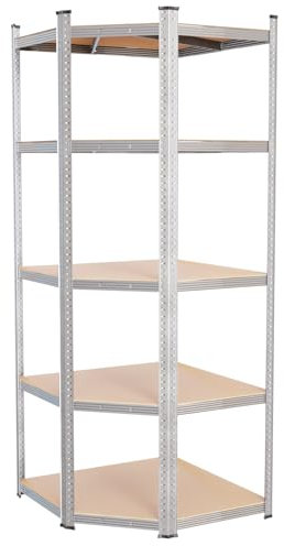 Tronitechnik® Schwerlastregal, Kellerregal, Lagerregal, 40 x 40 x 70 x 70 x 180 cm, Regal mit Stahlgestell, jeweils bis 875 kg belastbar, 5 verstellbare Ablagen, silbern