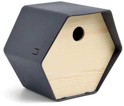 'Capi Anthracite Bird House Nesting Box - Attracting Various Bird Species, Easy to Install and Made of Recycled Plastic and Wood