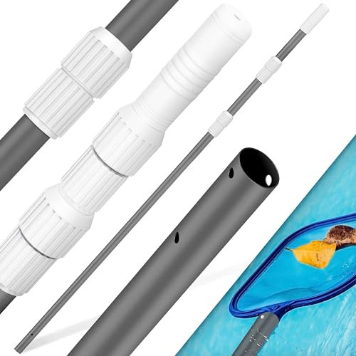 KESSER® Asta telescopica per Piscina Asta per Piscina in Alluminio | Asta per la Pulizia della Piscina, in 3 Pezzi | Regolabile da 1,20 m a 3,60 m | Resistente alle intemperie e Robusta