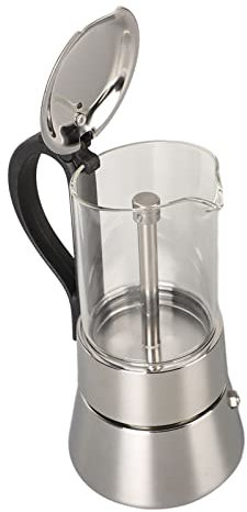 Lybunair Crystal Glass Mocha Pot Espresso Maker Elegant Stainless Steel Stovetop Italian Coffee Maker