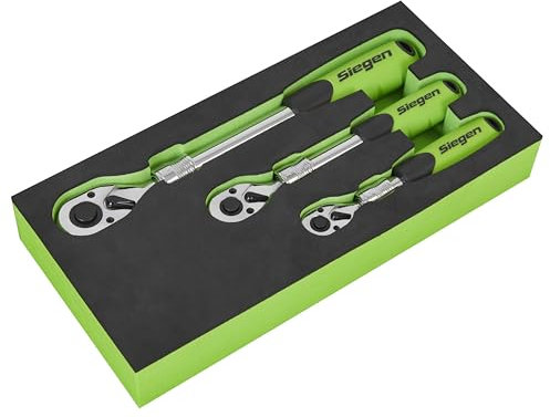 Sealey Siegen 3pc Extendable Ratchet Wrench Set, with EVA Foam Storage Tray - S01285