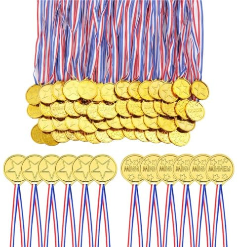 100 Goldmedaillen für Kinder, Medaillen für Kinder, Gold Silber Bronze Preise für Wettbewerb Party Spiel Spielzeug Sporttag