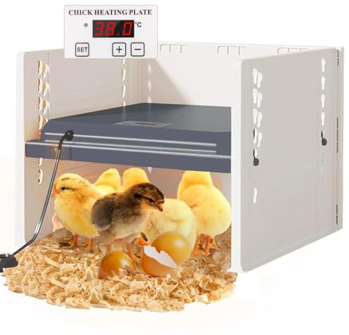 Chick Brooder Heating Plate, 10 x 10 Adjustable Height and Angle Chick Incubator Heating Lamp, Constant Temperature Chicken Coop on Three Sides, Easy Clean 25W Brooder Plate For 15 Chicks (Black)