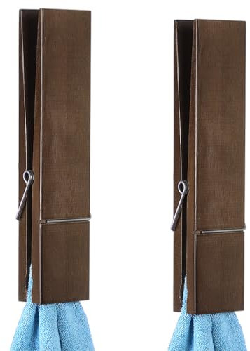 Paquete de 2 pinzas de madera gigantes, pinzas grandes de 12 pulgadas para toallas, pinzas de madera gigantes con resorte para manualidades, bodas, decoración de granja, lavandería y uso en el baño