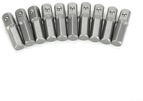 Yhenlovtt Schnellwechsel-Steckschlüssel-Adapter-Konverter, Stecknuss-Adapter-Set, 10-teilig, 1/4-Zoll-Sechskantschaft auf 1/4-Zoll-Vierkantantrieb, strapazierfähig