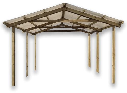 Pergolato da giardino in legno massello impregnato con copertura in PVC da 600 gr/mq, Made in Italy
