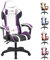 T-THREE.Ergonomic Leather Gaming Chair Height Adjustable with Headrest and Lumbar Support(Purple)
