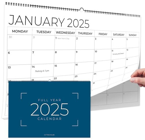 Wall Calendar 2026 - A4 2026 Calendar UK Month-to-View (Jan - Dec) - Twin-Wire Binding, Hanging Hook - For Family planner, Office, Student - Made in the UK