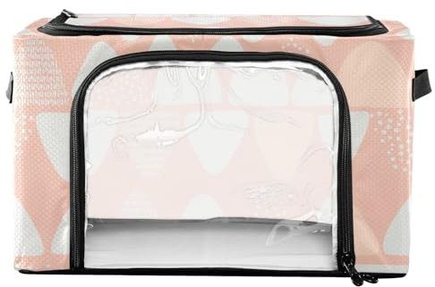 KLL Scatole portaoggetti sotto il letto con finestra trasparente, pieghevoli, grandi contenitori con coperchio, 2 aperture, organizer per armadio, struttura in metallo, sotto la scrivania, maniglie