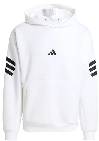 adidas Men's Future Icons Three Stripes Hoodie, White, XL