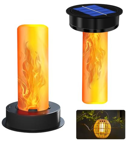 2 Stück Solarleuchten Ersatz Top, Garten Solarleuchten Ersatzteile, Solarleuchten Ersatz für Außenlaternen mit Flamme Glühbirne, 8cm Solar Ersatzdeckel Solarpanel Hängende für Solarlampen Draußen Deko
