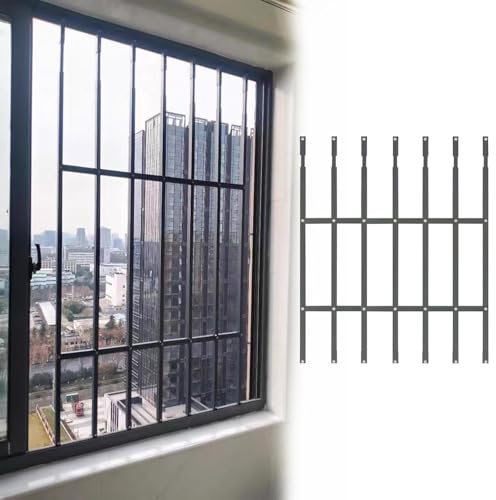 Reja Ventana Rejas Antirrobo Ajustables para Ventanas, Seguridad Interior. Reja Protectora de Aluminio Resistente para Ventanas de Casa o Oficina. Riel de Ventana Sin Taladros para Puertas de Vidrio.(