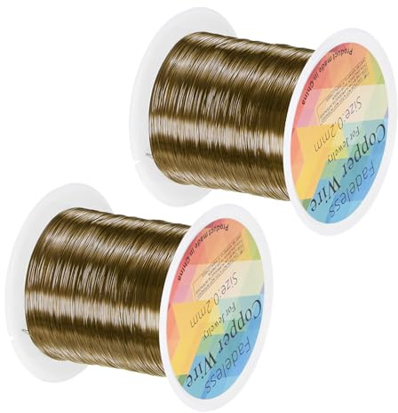 M METERXITY 2 Rollen 0.2mm Schmuckdraht 32 Gauge 100M Bronze Ton | 328FT Basteldraht, Kupfer Perlen Draht, Für Schmuckherstellung/Pflanzen/Weben/DIY Basteln, Weicher Metall Draht