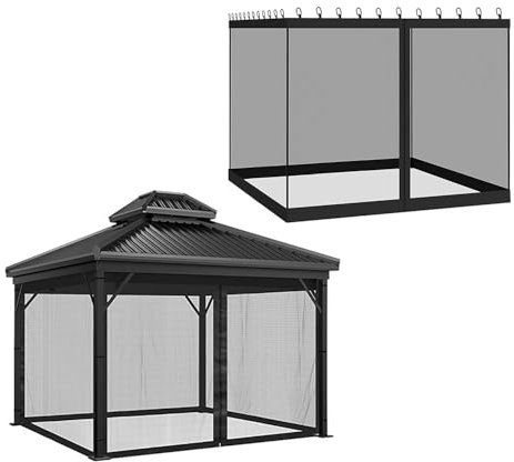 Moskitonetz-Ersatz – Universal-Seitenwände für 3 x 3 m Outdoor-Pavillon mit doppeltem Reißverschluss – perfekt für Terrassenüberdachung und Garten